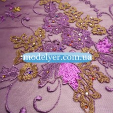 Ткань Сетка с вышивкой и пайетками